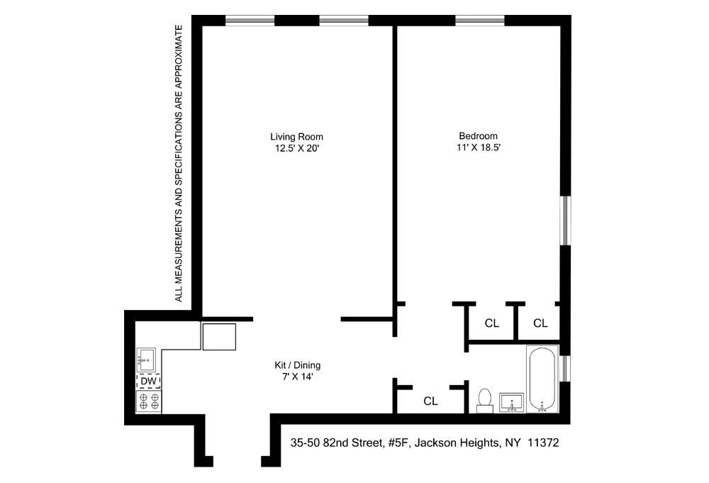 35-50 82nd Street, #5F, Jackson Heights, NY 11372 Floor Plan - COOP in Jackson Heights, QUEENS